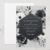 Charcoal Botanical Bloom Wedding Kaart (Voorkant / Achterkant)