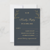 Charcoal Botanical Christian Wedding RSVP  Kaartje (Voorkant)