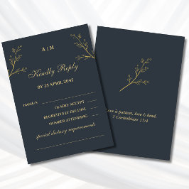 Charcoal Botanical Christian Wedding RSVP  Kaartje