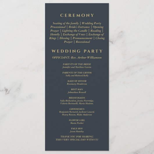 Charcoal Botanical Minimalist Christian Wedding  Programmakaart (Achterkant)