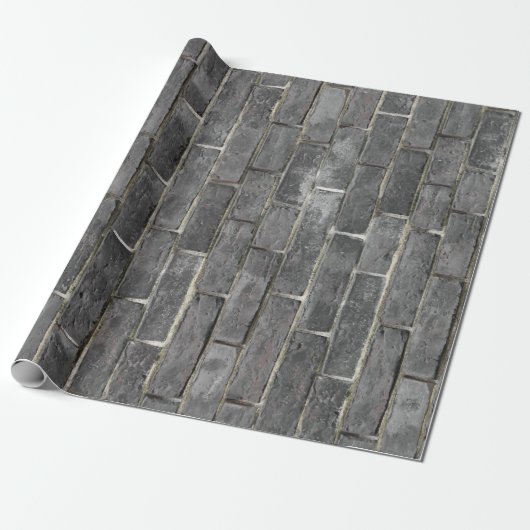 Charcoal Brick Pattern Cadeaupapier (Uitgerold)