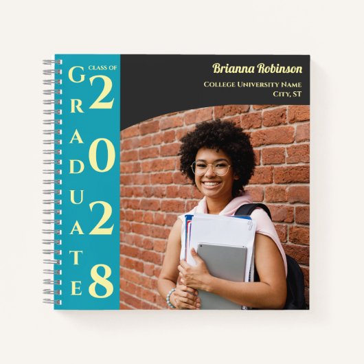 Charcoal Brown Photo Modern Graduation Notitieboek (Voorkant)