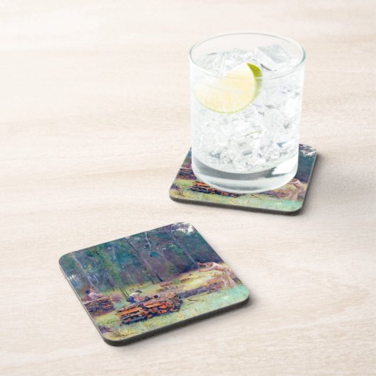 Charcoal Burners Wood Splitters Tom Roberts 1886 Bier Onderzetter (Rechterzijde)