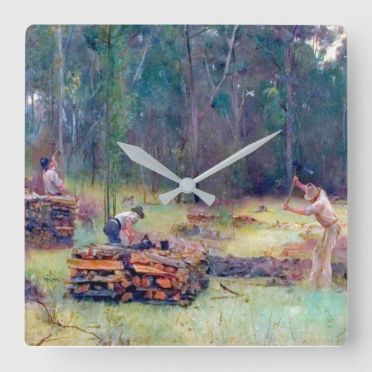 Charcoal Burners Wood Splitters Tom Roberts 1886 Vierkante Klok (Voorkant)