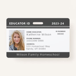 Charcoal Chevron Homeschool Educator ID Badge