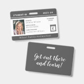 Charcoal Chevron Homeschool Student ID Badge (Voor- en achterkant)