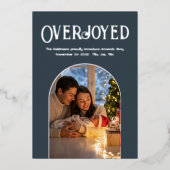 Charcoal Christmas Baby Geboorteaankondiging Foto Folie Feestdagenkaart (Voorkant)