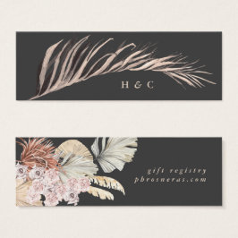 Charcoal Cream Pampas Grass Grey Gift Registry Mini Visitekaartjes