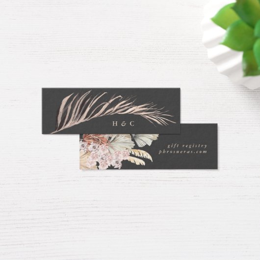 Charcoal Cream Pampas Grass Grey Gift Registry Mini Visitekaartjes (Bureau)