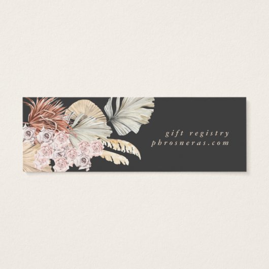 Charcoal Cream Pampas Grass Grey Gift Registry Mini Visitekaartjes (Achterkant)