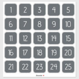 Charcoal Customizable Square Number Stickers