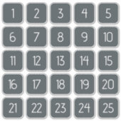 Charcoal Customizable Square Number Stickers  (Voorkant)