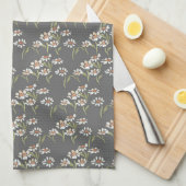 Charcoal daisy theedoek (Quarter Fold)