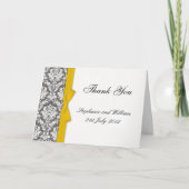 Charcoal Damask Yellow Bow Weddenschap Bedankt kaa (Voorkant)