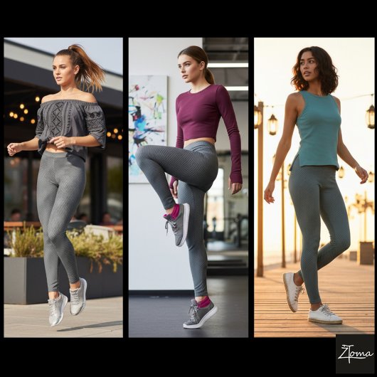 Charcoal Diagonal Glitch Woven Striation Leggings