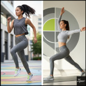 Charcoal Diagonal Glitch Woven Striation Leggings