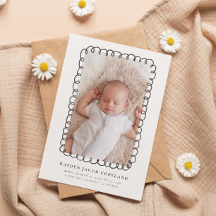 Charcoal Doodle Lijst Geboorteaankondiging Foto Aankondiging