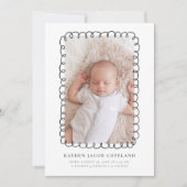 Charcoal Doodle Lijst Geboorteaankondiging Foto Aankondiging (Voorkant)