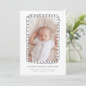 Charcoal Doodle Lijst Geboorteaankondiging Foto Aankondiging (Staand voorkant)