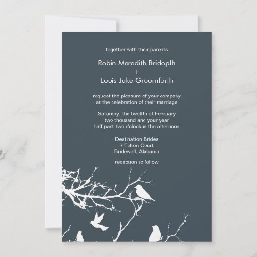 Charcoal Elegant Winter Weddings gepersonaliseerd Kaart (Voorkant)