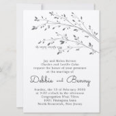 Charcoal Falling Branches Jewish Wedding Invite Kaart (Voorkant)
