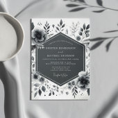 Charcoal Floral Moody Wedding Kaart