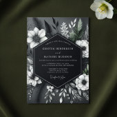 Charcoal Floral Opulent Wedding Kaart