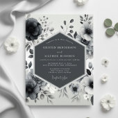 Charcoal Floral Romance Wedding Kaart