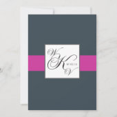 Charcoal Fuchsia Monogrammen Wedding Invitations Kaart (Voorkant)