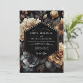 Charcoal Gold Chiaroscuro Wedding Kaart (Staand voorkant)
