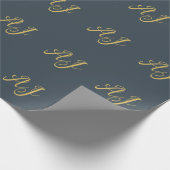 Charcoal Gold Color Monogram Professional Initial Cadeaupapier (Hoek)
