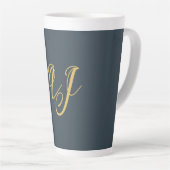 Charcoal Gold Color Monogram Professional Initial Latte Mok (Rechterhoek)