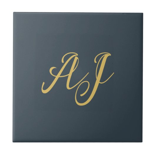 Charcoal Gold Color Monogram Professional Initial Tegeltje (Voorkant)