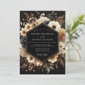 Charcoal Gold Nocturne Wedding Kaart (Staand voorkant)