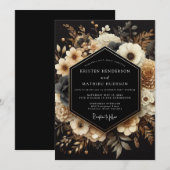 Charcoal Gold Nocturne Wedding Kaart (Voorkant / Achterkant)