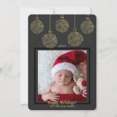 Charcoal Gold Ornamenten Modern Holiday Foto #2 Kaart (Voorkant)