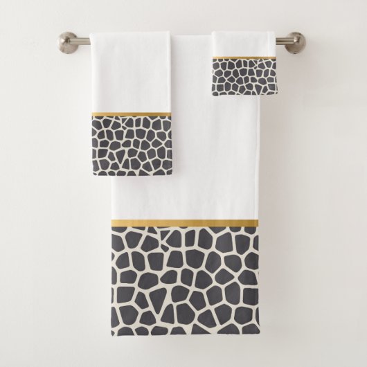 CHARCOAL GOLD PEBBLE BATHROOM TOWEL SET BAD HANDDOEK (Insitu)