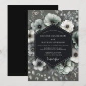 Charcoal Gothic Anemone Wedding Kaart (Voorkant / Achterkant)