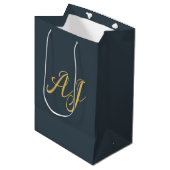 Charcoal Goud Kleur Monogram Professioneel Initiaa Medium Cadeauzakje (Voorkant Gekanteld)
