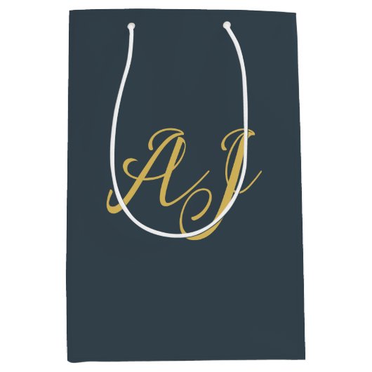 Charcoal Goud Kleur Monogram Professioneel Initiaa Medium Cadeauzakje (Voorkant)