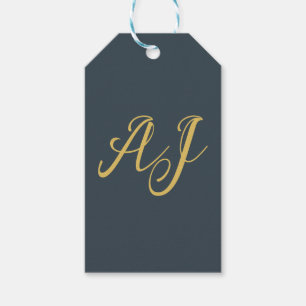 Charcoal Goud Kleur Monogram Professionele Initiaa Cadeaulabel