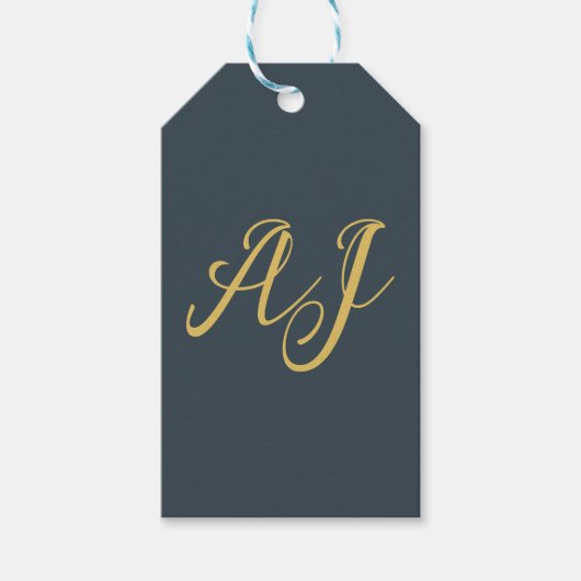 Charcoal Goud Kleur Monogram Professionele Initiaa Cadeaulabel (Voorkant)