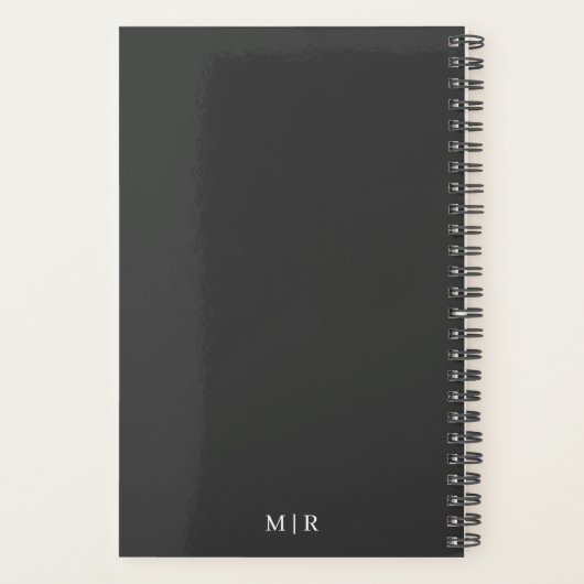 Charcoal Gray 2026 Planner | Aangepaste Initiaal (Achterkant)