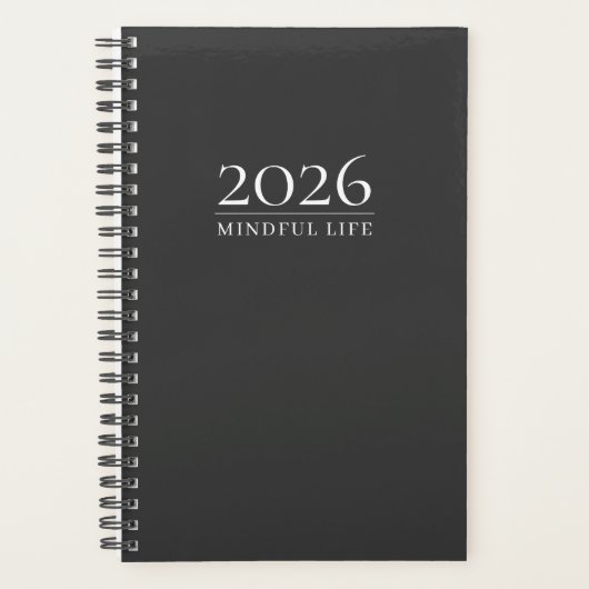 Charcoal Gray 2026 Planner | Aangepaste Initiaal (Voorkant)