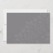 Charcoal Gray and Oranje Damask Wedding Invitation Kaart (Achterkant)