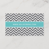 Charcoal Gray and Turquoise Chevron Monogram Visitekaartje (Achterkant)