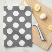 Charcoal Gray and White Polka Dot Theedoek (Quarter Fold)