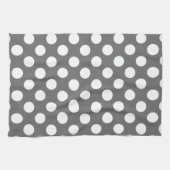 Charcoal Gray and White Polka Dot Theedoek (Horizontaal)