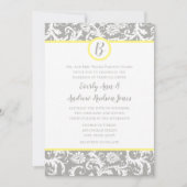 Charcoal Gray and Yellow Wedding Invitations Kaart (Voorkant)