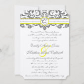 Charcoal Gray and Yellow Wedding Invitations Kaart (Voorkant)